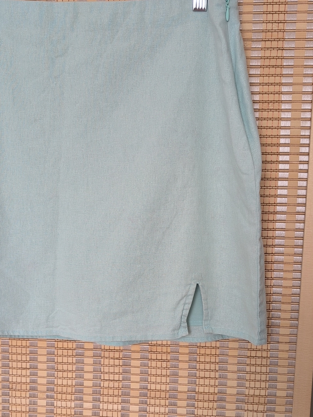 Abercrombie & Fitch Light Mint Linen Blend Mini Skirt - Picture 2 of 8